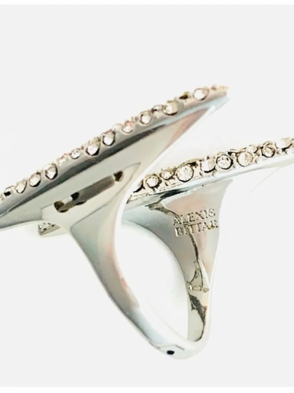 NEW Alexis Bittar Archive Pave Crystal Modernist Silver Spear Ring AU14